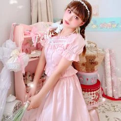 Peiliee Shop New Arrivals [Peiliee Design 5 Years Anniversary] Sakura Soft Satin Dress Set