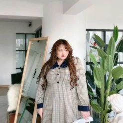 DAJUN [Curve Beauty] Live The London Way Autumn Dress