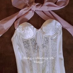 Peiliee X Blueberry Pie Vintage New Arrivals [Vintage Rework] Vintage Corset Bustier In Cream Beige Corset