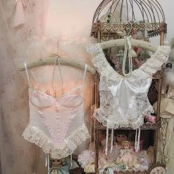 RosySwan New Arrivals [Handmade] A Night In Paris Pink Vintage Lingerie Body
