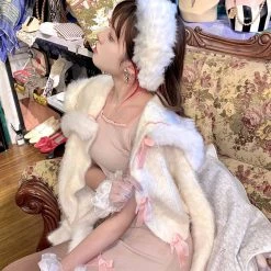 Peach Brownie Dress Coat Set By Designer Arilf