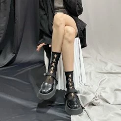 Peiliee Shop My Gothic Soul Ribbon Short Socks