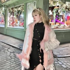 [Arilf] Pinkrose Bodycon Style Knit Dress Set