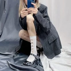 Peiliee Shop My Gothic Soul Ribbon Short Socks