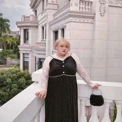 DAJUN Summer 2022 [Curve Beauty] My Queen Velvet Lace Vintage Dress