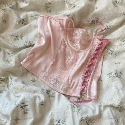 Peiliee New Arrivals [Handmade] The Pink Rose Lace Corset