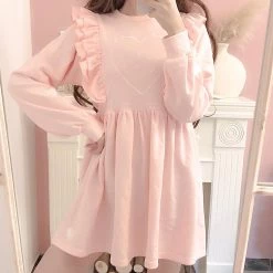 Peiliee Shop X RUAI [Mid Season SALE] When Cotton Candy Met Peach Mousse Long Sleeve Babydoll Dress