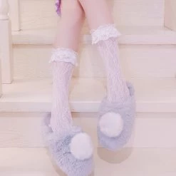 Peiliee Shop [Basic] Lolita Fairy Lace Below Knee Socks