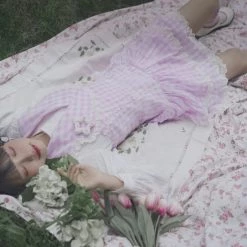 12 Studio Teaberry Ice Cream Gingham Mini Dress