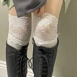 [Basic] Angelic Cloud Lace Cotton Over-knee Socks