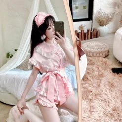 Summer Joy Angelic Rosé Satin Lounge Wear Set