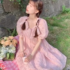 Rose Candy Rose Love Baby Doll Puff Sleeves Dress