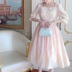 Sweet Piknis New Arrivals [Premium Selected] Princess Melody Golden Pattern Vintage Gown Evening Dress