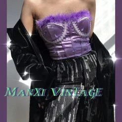 MANXI VINTAGE Butterfly Dreams Y2K Style Corset With Bones