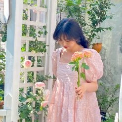 Rose Candy Rose Love Baby Doll Puff Sleeves Dress