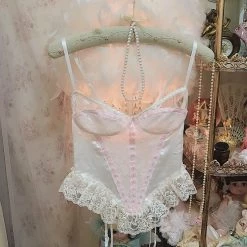RosySwan New Arrivals [Handmade] A Night In Paris Pink Vintage Lingerie Body
