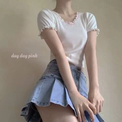 RIBERRY [Petite] Pink Day And You Shirt New Arrivals