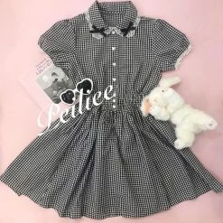 Peiliee Shop New Arrivals [By Peiliee] Afternoon Tea At Tiffany Gingham Babydoll Mini Dress Lolita 1997 Style