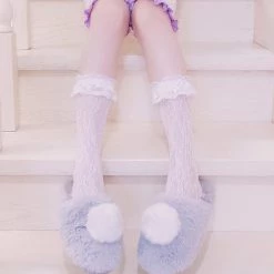 Peiliee Shop [Basic] Lolita Fairy Lace Below Knee Socks