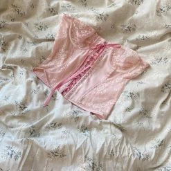 Peiliee New Arrivals [Handmade] The Pink Rose Lace Corset