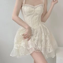 Vintage Inspired Moonlight Ballerina Lace Mini Dress New Arrivals