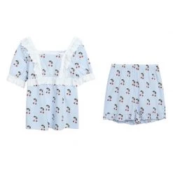 DAJUN [Curve Beauty] Cherry Lace Lounge Wear Dress Set New Arrivals