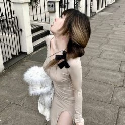 SS22 Arilf - My Venus Beige Bodycon Midi Dress