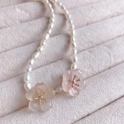 Jewelry New Arrivals Sakura Crystal Natural Gem Stone Necklace Bracelet Set