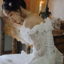 Tailor Made Wedding Dress New Arrivals [Tailor Wedding Dress] Princess Angelic Gothic Style Wedding Dress Customized Size