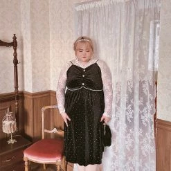 DAJUN Summer 2022 [Curve Beauty] My Queen Velvet Lace Vintage Dress