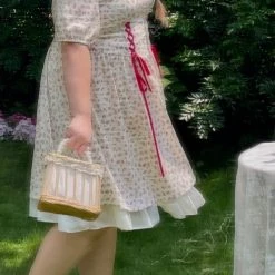 DAJUN Peach Sparkle Floral Dress New Arrivals