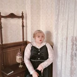 DAJUN Summer 2022 [Curve Beauty] My Queen Velvet Lace Vintage Dress