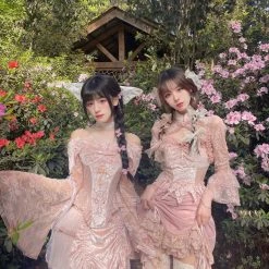 Blood Supply Summer 2022 Sakura Dream Velvet Corset Top With Sleeves