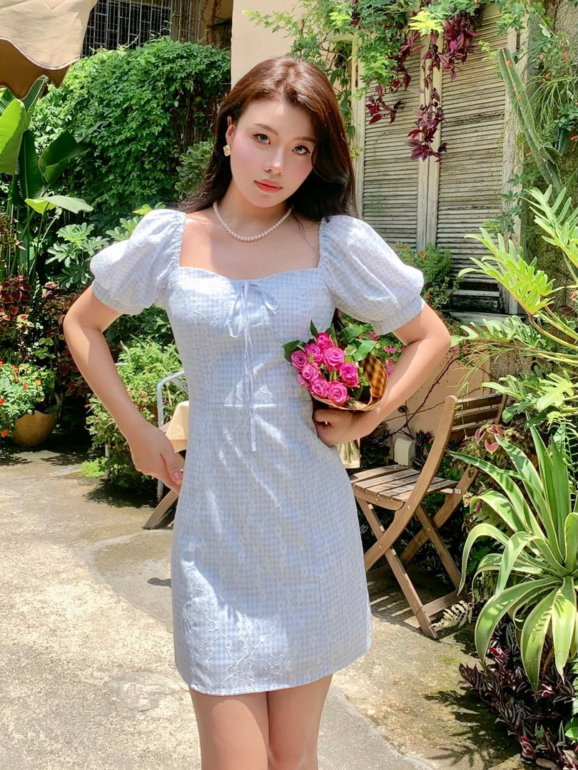 Boss JIA New Arrivals Dream Of The Love Sea Lace And Gingham Mini Dress 8 Boss JIA New Arrivals Dream Of The Love Sea Lace And Gingham Mini Dress