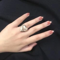 Peiliee Shop [Mid Season SALE] Vintage Lolita Doll Heart Shaped Mini Photo Frame Ring New Arrivals