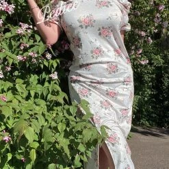 Basic Fashion New Arrivals [Basic] Sunset Flowers Floral Dress