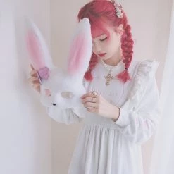 Peiliee Shop [Raui Design] Cotton Candy Met Peach Mousse Long Sleeve Babydoll Dress