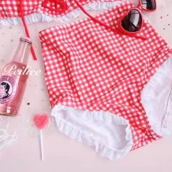 Peiliee Shop [SS2020] Love Strawberry Bikini Set High Waist