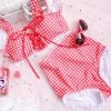 Japanese Lingerie Genki Strawberry Gingham Bikini Set High Waist